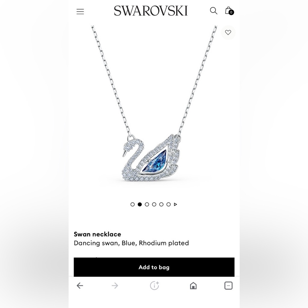 Swarovski Dancing Swan Necklace Blue Crystals